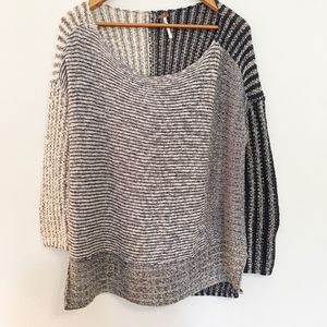 Free People oversized sweater striped  mixed knit